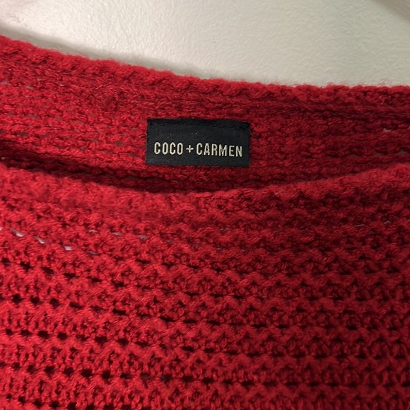 Coco + Carmen Knit Tassel Fringe Cropped Poncho Size OS - Picture 3 of 11